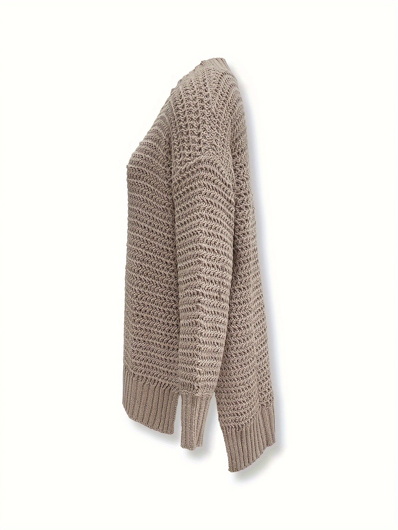 Lässiger Strickpullover aus Baumwolle mit Rollkragen und Geteilten Langen Ärmeln für Damen | Ideal für den Winter