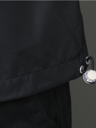 Lässige schwarze Baumwoll-Windjacke mit Kapuze für Herren | Ideal für den Winter