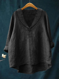 Annika | Oversized Leinen-Bluse in Schwarz