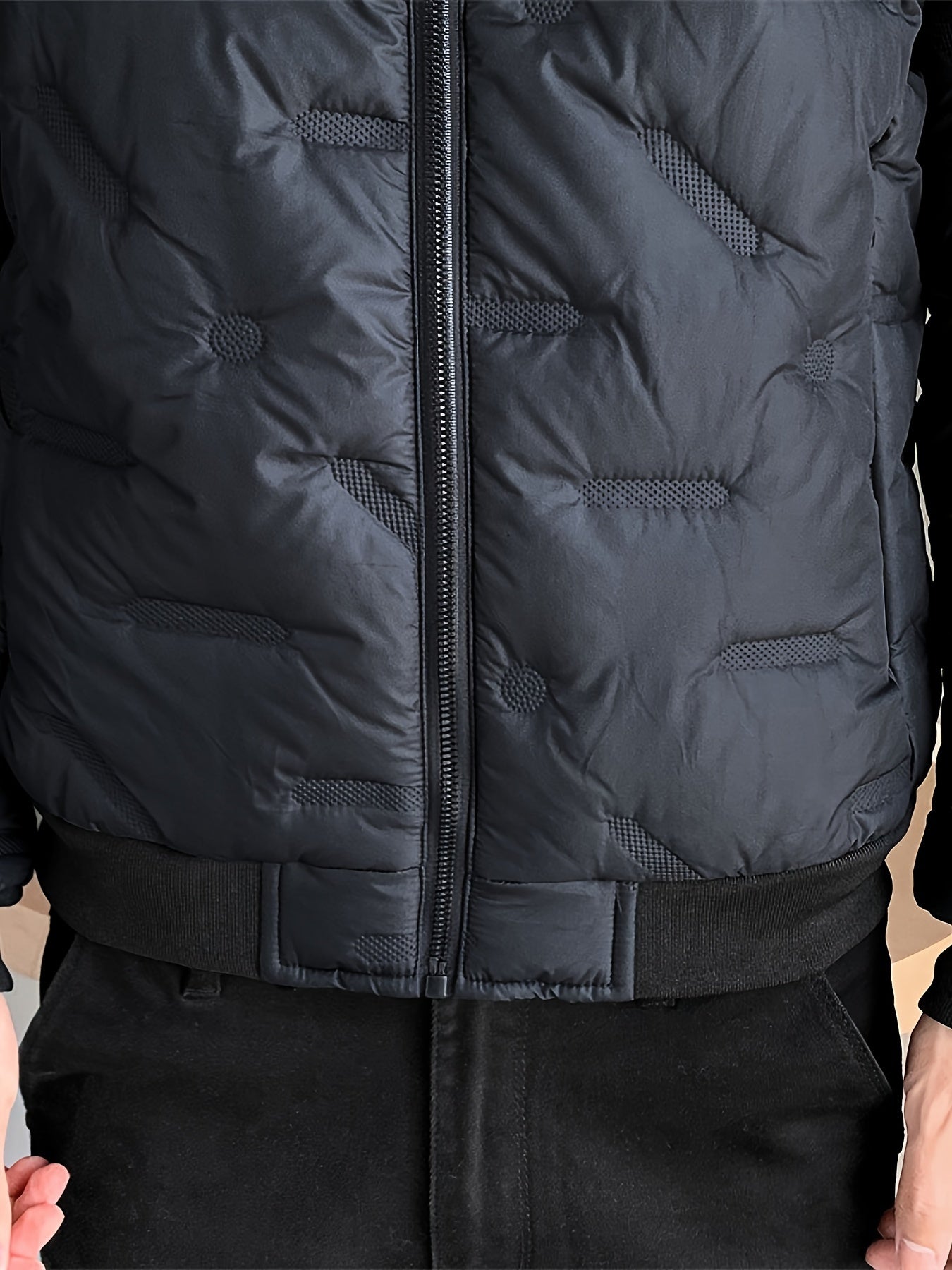 Einfarbige Zip-Up Stehkragen Pufferjacke für Herren | Ideal für den Winter