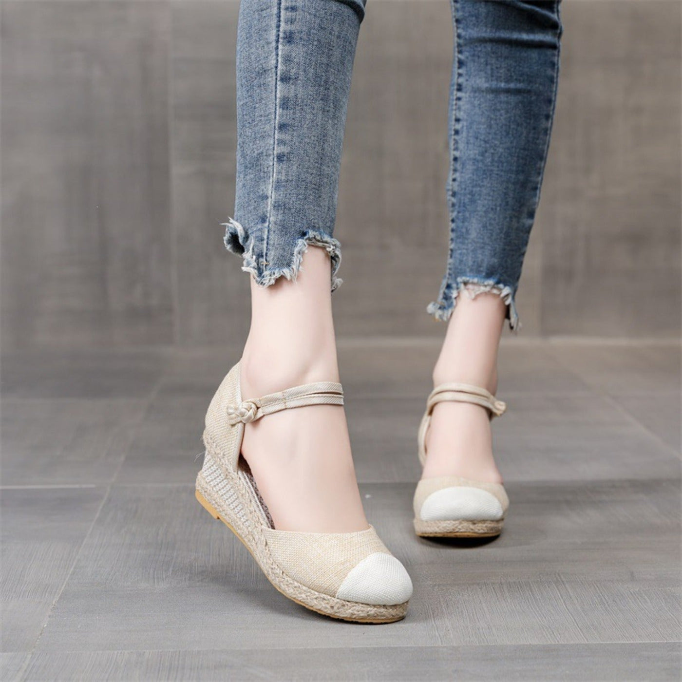 Fudus | Espadrilles Mit Knöchelriemen Und Kontrastierendem Zehenfleck