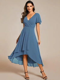 Bella | Damen Trendy Midikleid Modern Casual Elegant Aktuell in Blau