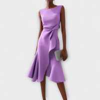 Aurélie | Damen Ärmelloses Midikleid Drapiert Asymmetrisch Elegant Modern in Violett