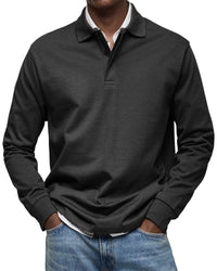 Felix | Luxus Langarm-Poloshirt in Schwarz