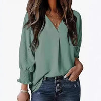 Damen Bluse Kurzarm | V-Ausschnitt Sommer Bluse Elegant & Casual in Hellgrün