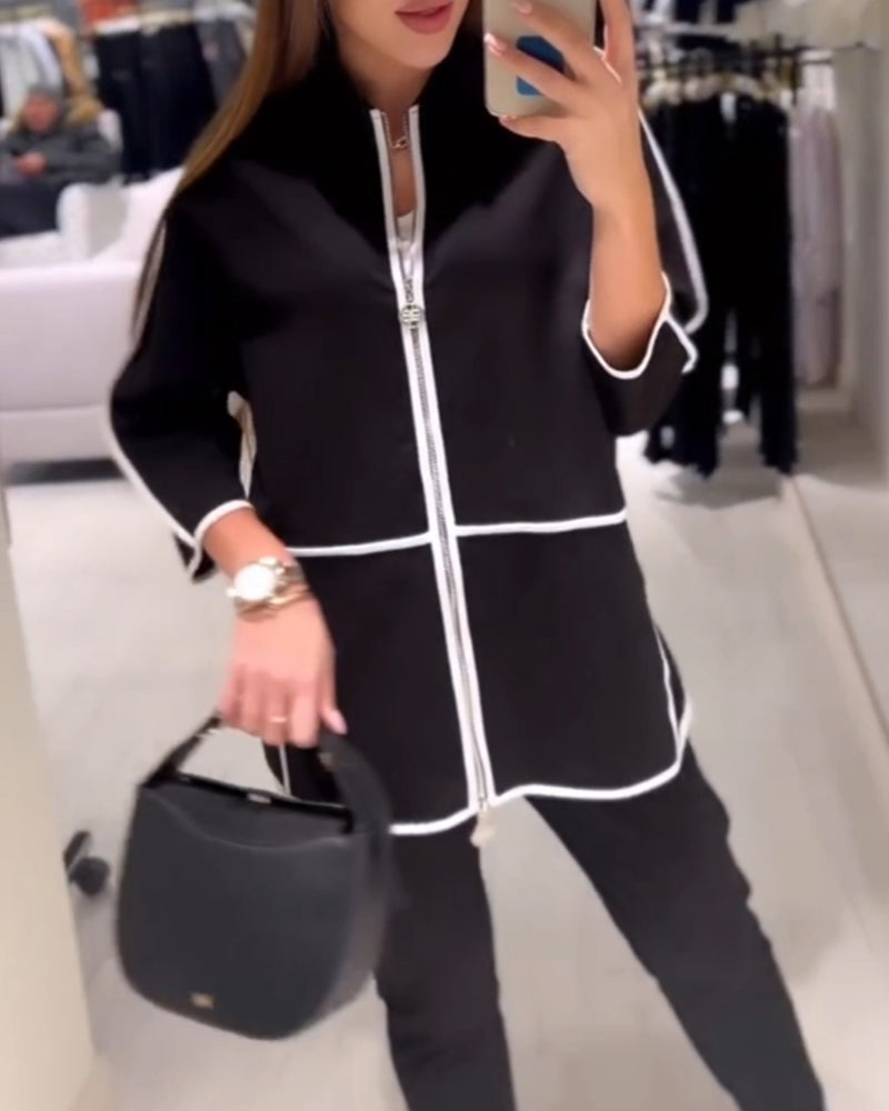 Belina™ - Mantel mit Reißverschluss in Kontrastfarbe