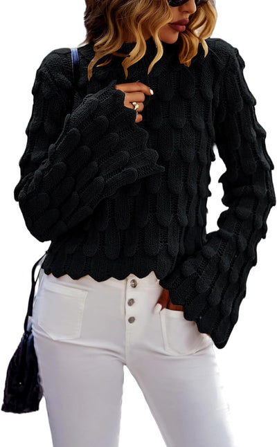 Rossena | Strukturierter Strickpullover mit Puffärmeln
