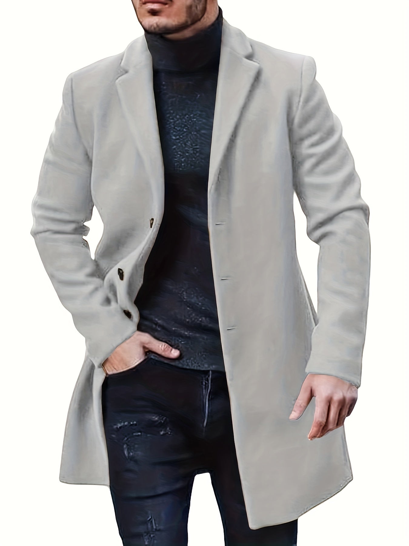 Casual langer Wintermantel mit einreihigem Design für Herren | Ideal für den Winter