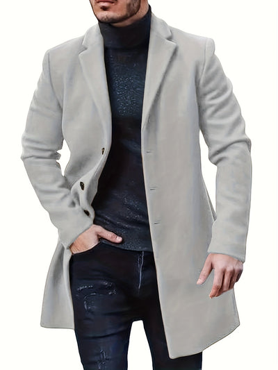 Casual langer Wintermantel mit einreihigem Design für Herren | Ideal für den Winter