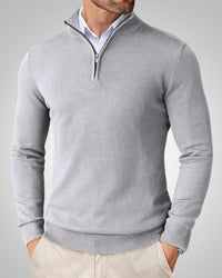 Kenneth | Herren Slim Fit Quarter-Zip Pullover in Hellgrau