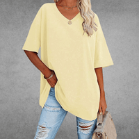 Mia | Damen Oversized V-Ausschnitt Hemd in Hellgelb