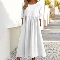 Lässiges Damenkleid | Midi in Weiß