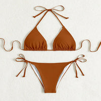 Donna – Bikinis mit Bindebändern in einfarbig in Dunkelbraun