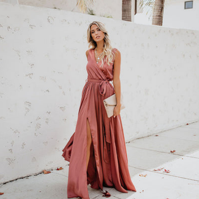 Maxima | Maxikleid Sommer mit Elegantem Schlitz für Damen