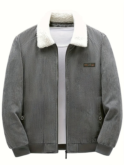 Retro Lange Ärmel Warme Jacke mit Etikettenpatch für Herren | Ideal für den Winter