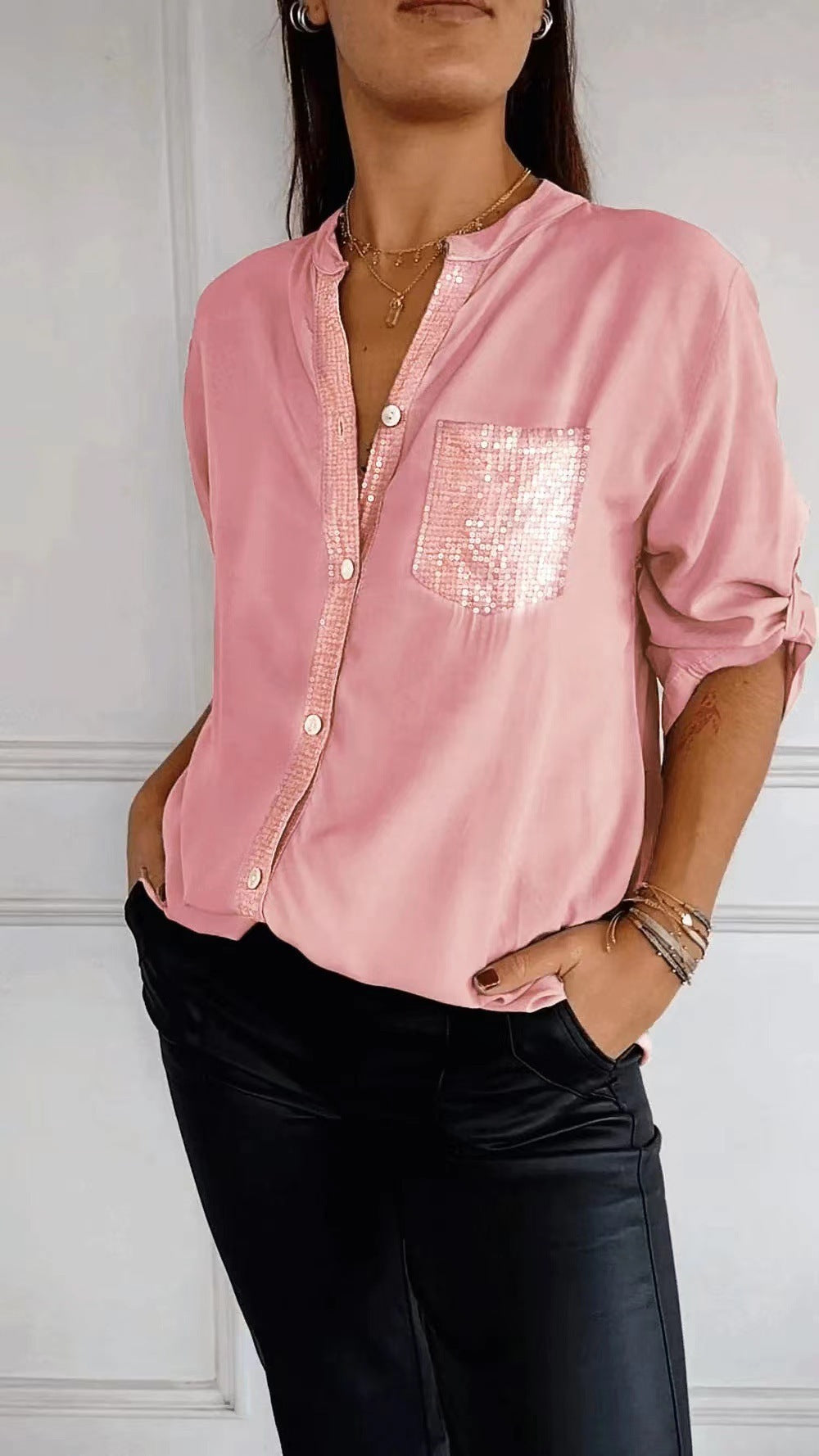 Bubnash® | Glitzerbluse mit Paillettentasche