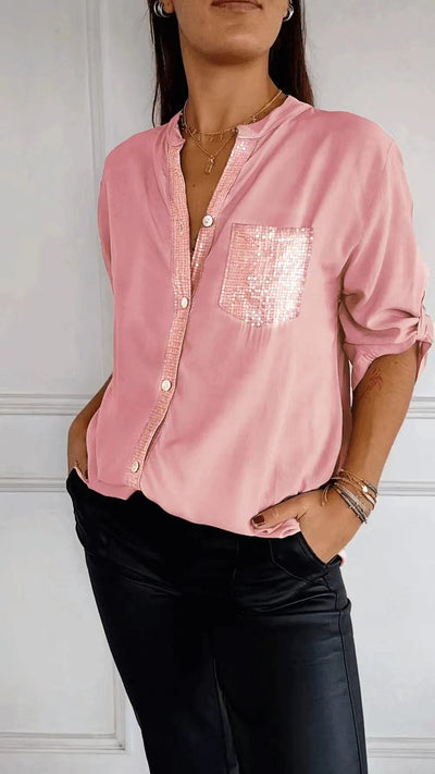 Bubnash® | Glitzerbluse mit Paillettentasche