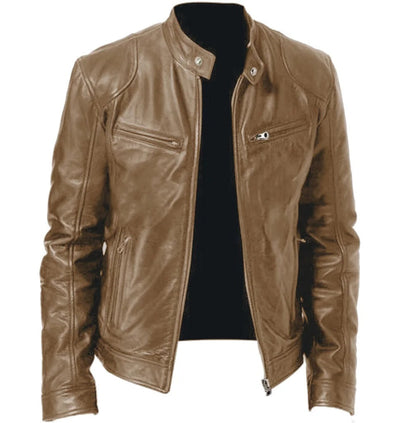 Casual Vegane Lederjacke mit Stehkragen für Herren | Ideal für den Winter