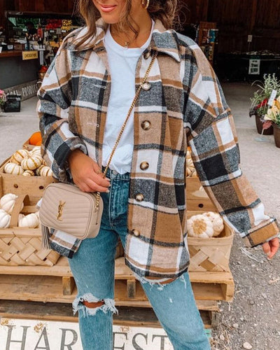 Vivien™ - Lässige Jacke mit Karomuster und Knopfleiste