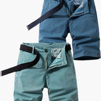 Herren-Bermudashorts mit Gürtel für Sommer- und Outdoor-Aktivitäten in Dunkelblau + Hellblau