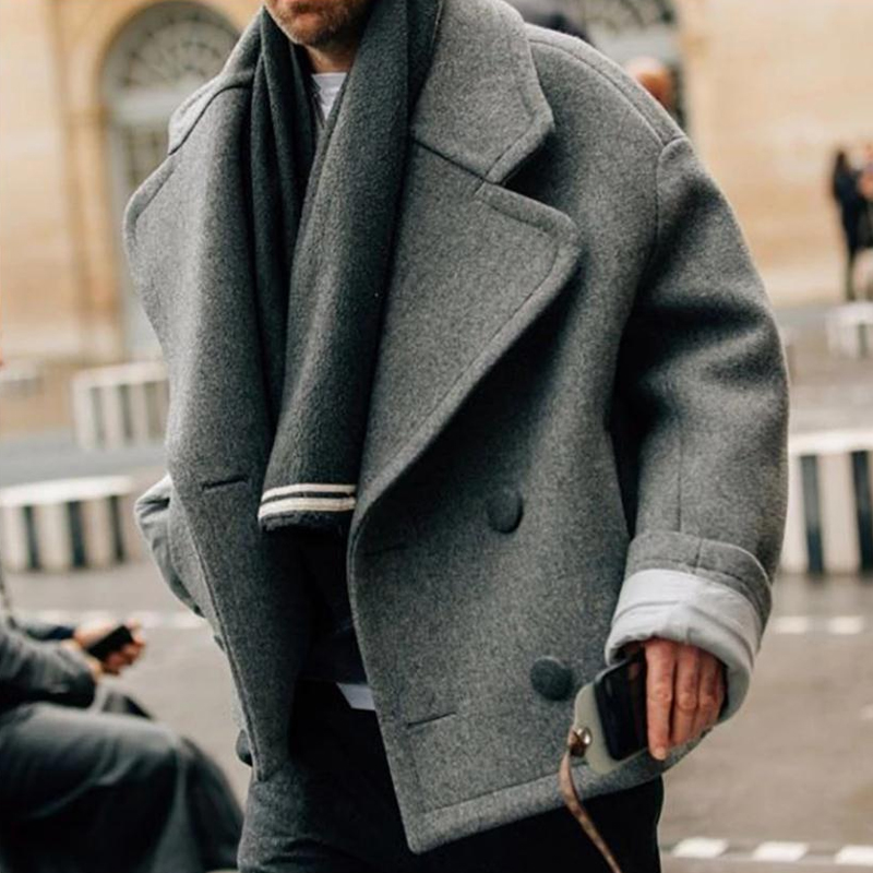 Eleganter Kurzer Wollmantel Lockere Passform für Herren | Ideal für den Winter