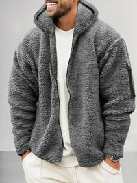 Kapuzenjacke aus Thermofleece - DAVIS in Dunkelgrau