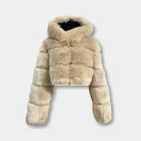 Norina - Kurzmantel aus Kunstpelz in Beige