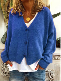 Strickjacke für Damen, Dicker Strick und lässiger Schnitt - Elvarine in Blau