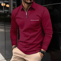 Florent - Herren-Langarm-Polo mit Zipper in Burgund