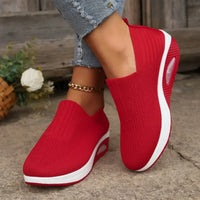 Hermina - Damen Slip-On Sneaker mit Strickstruktur in Rot
