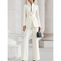Constance | Damen Hosenanzug Stehkragen Blazer Loose Fit Modern Elegant in Weiß