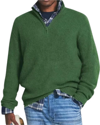 Diego | Sportiver Strickpullover mit Reißverschluss in Grün