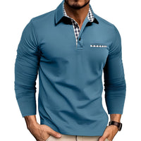 Rupert - Bequemes Herren-Langarm-Poloshirt in Hellblau