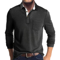Marty - Komfortables Herren-Poloshirt mit langen Ärmeln in Dunkelgrau