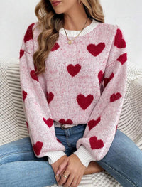 Herzgestrickter Pullover für Damen im lässigen Stil - Lumezia in Rosa
