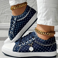 Lotte | Elegante Damen-Sneaker mit floralen Details in Dunkelblau | Geschlossen