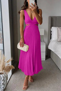 Kesley | Damen Plisseekleid Festlich Stilvoll Zeitlos Elegant Abend in Rosa