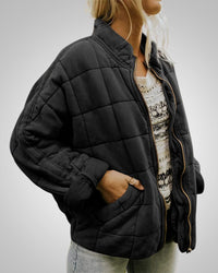 Claudia | Damen Oversized Lässiger Zeitloser Jacke in Schwarz