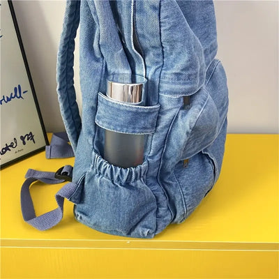 Fudus - Vintage Jeansstoff Rucksack mit Großer Kapazität