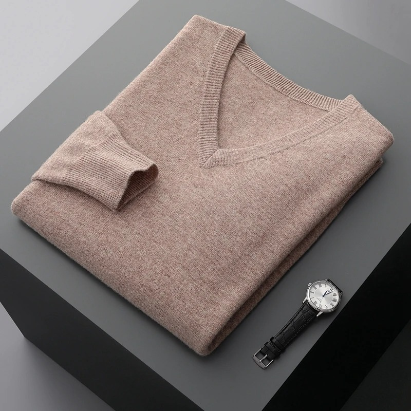 Fudus | Kaschmir Pullover Herren, V-ausschnitt, Weiches Kaschmir Strickmaterial