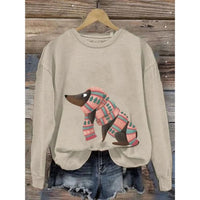 Damen Sweatshirt mit Rundhalsausschnitt und langen Ärmeln in Beige B