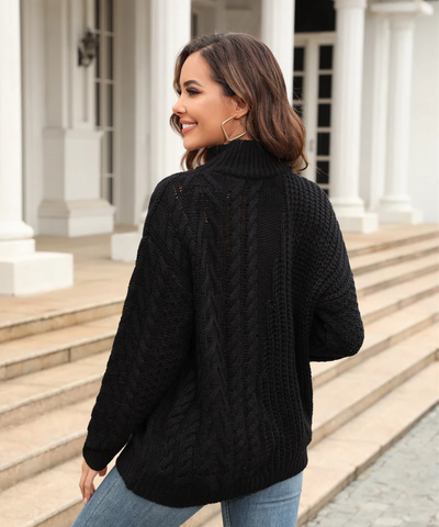 Ladyna | Damen Kabelgebreide Coltrui – Gemütlicher Dicker Pullover