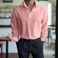 Tristan | Langarm-Polo für Herren in Rosa