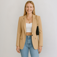 Charlotte | Damen Blazer Tailliert Revers Elegant Business Professionell in Beige