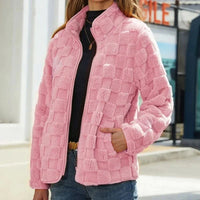 Valentine - Karierte Winterjacke für Damen in Rosa