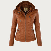 Monika™ | Robuste und elegante Lederjacke in Hellbraun