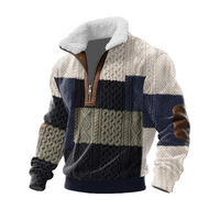 Tobias | ThermoSoft Fleecepullover mit Stehkragen in Schwarz/Blau