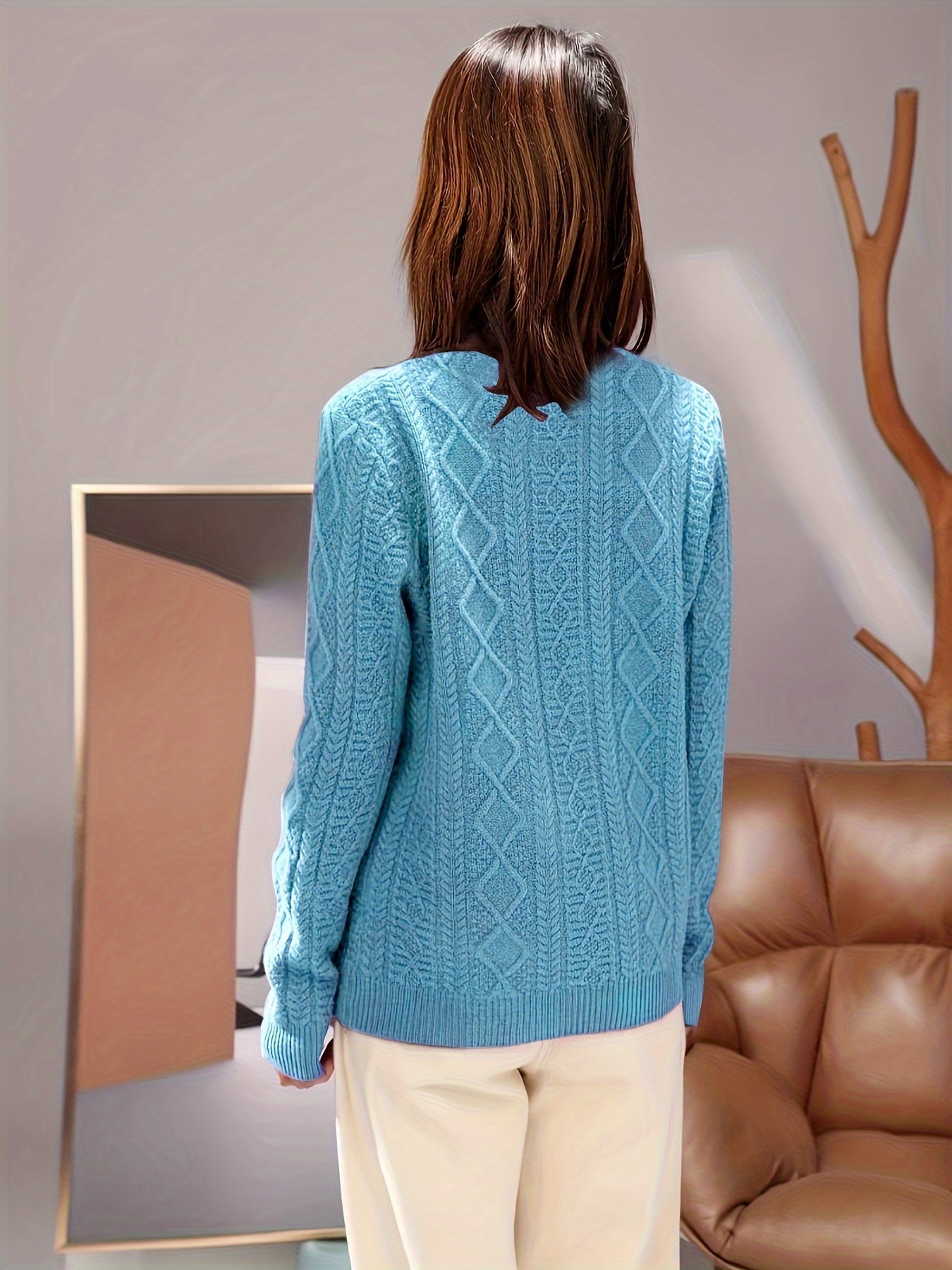 Bequemer Wollpullover aus Strick mit Langen Ärmeln für Damen | Ideal für den Winter