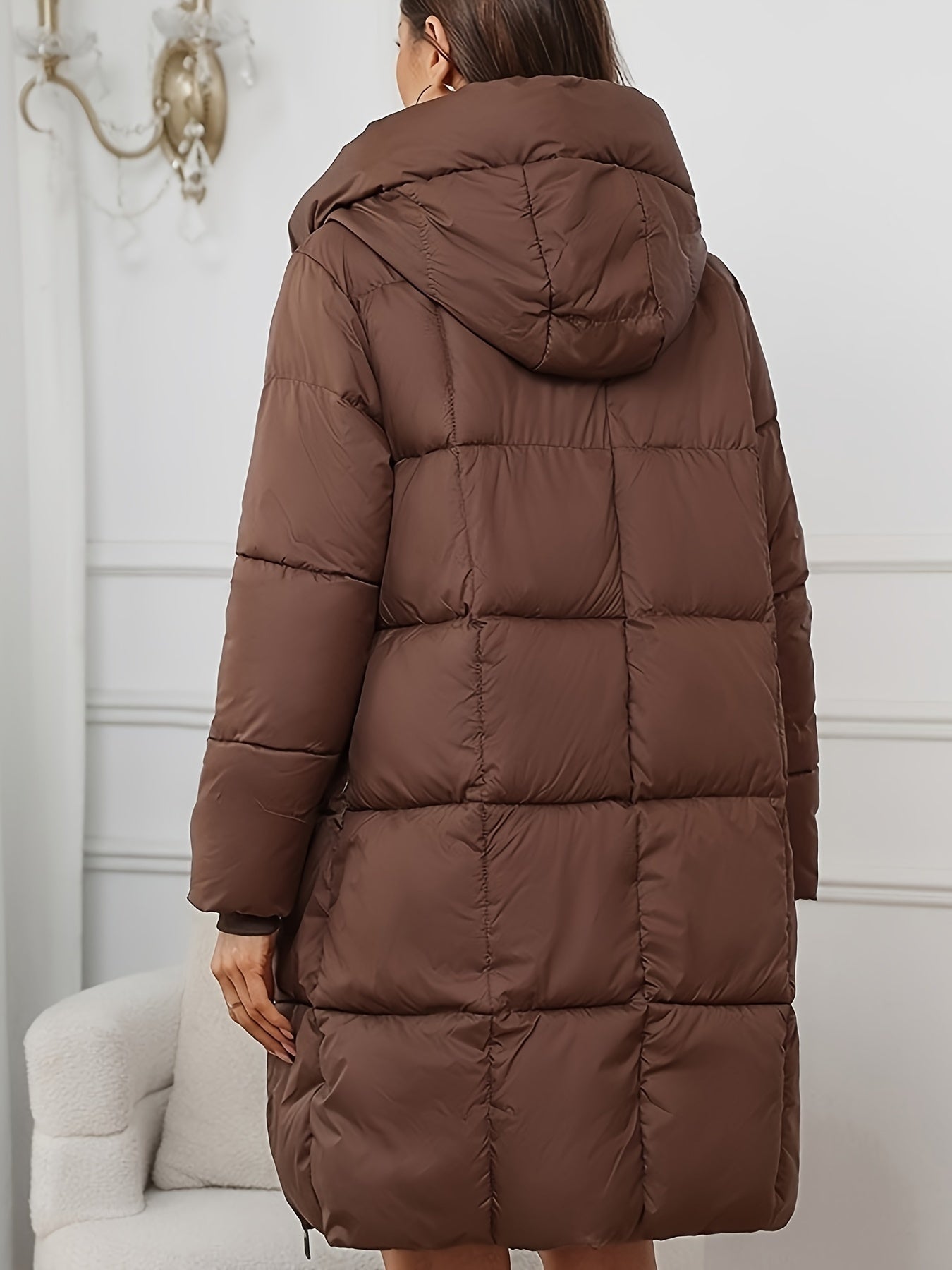 Chic Mid-Langer Kapuzen Winter Puffer Mantel für Damen | Ideal für den Winter