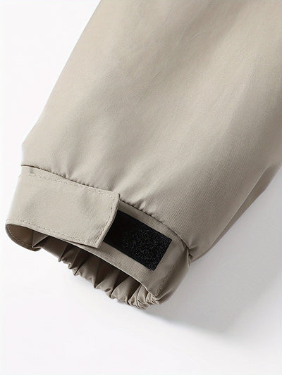 Lässige schwarze Baumwoll-Windjacke mit Kapuze für Herren | Ideal für den Winter